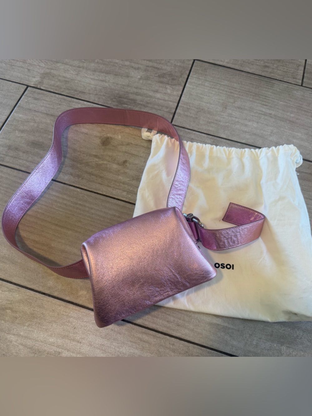 Osoi brot Crossbody bag Metallic Pink Leather - Picture 12 of 13